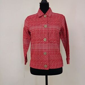 Liz Claiborne Crimson Patterned Button Down Shacket